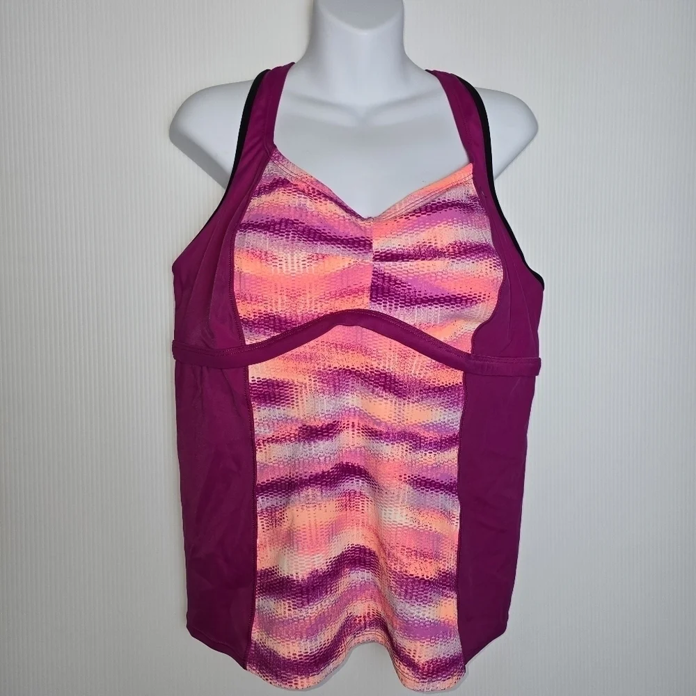 Nike Hot Pink Gleam lkat Racerback Sporty Tankini Top Swim Wear Women Size 1X